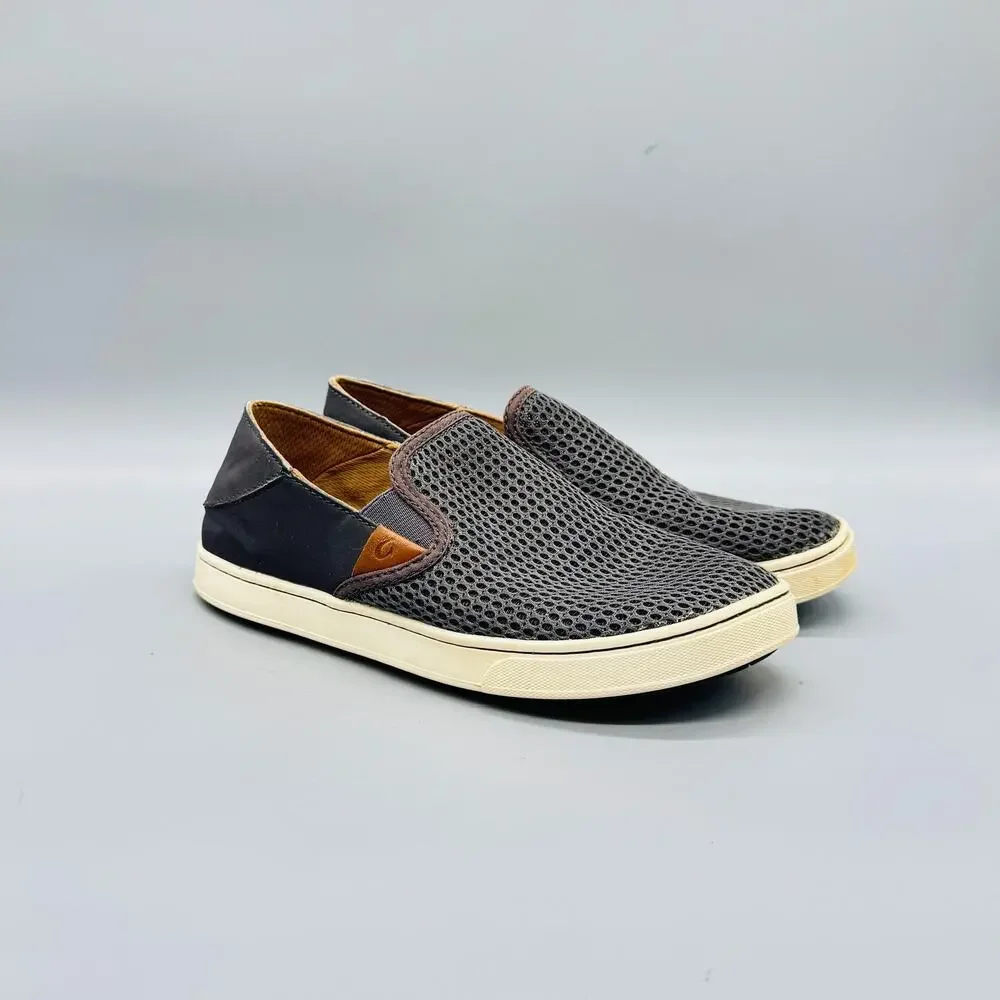 OluKai Shoes Womens 7.5 Gray Mesh Pehuea Slip On Walking Sneakers Comfort Casual